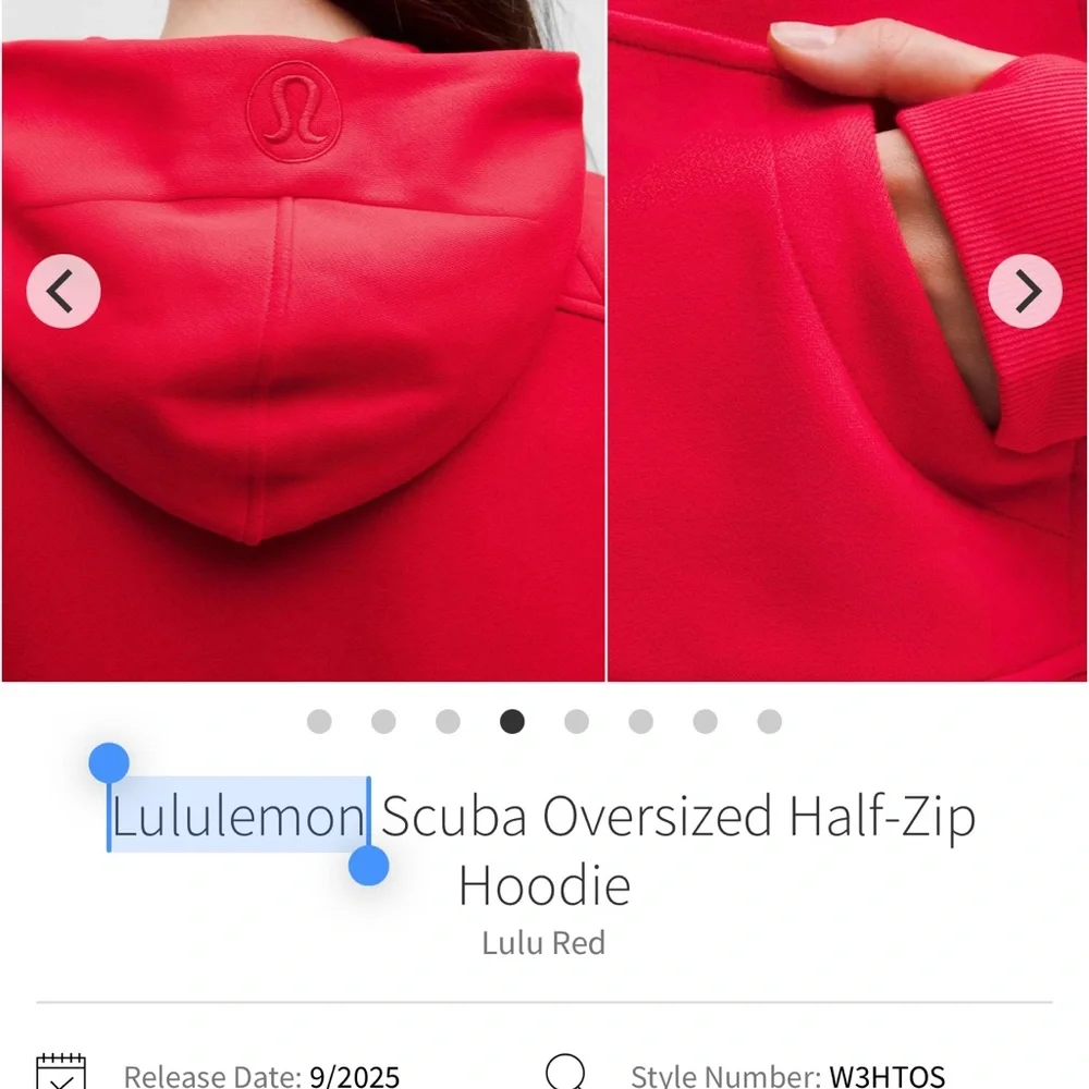 Lululemon LULU RED* SCUBA oversized half zip Hoodie NWT - Picture 1 of 4